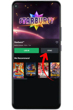 Öppna Starburst demo direkt i webbläsaren NetEnt